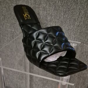 Black Quilted Women's Slide Sandals